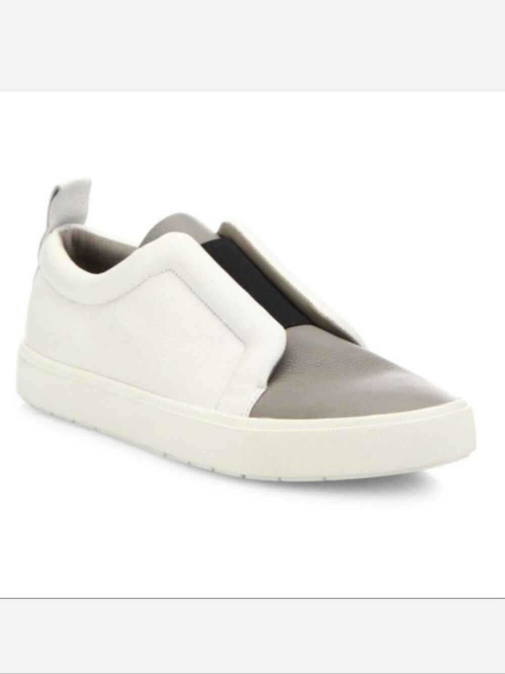 Vince Two-Tone Slip-On Sneaker in White, Gray and Black Size 6.5